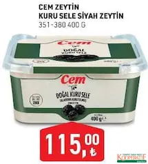 CEM ZEYTİN KURU SELE SİYAH ZEYTİN 400 G fiyat ve kampanya bilgisi
